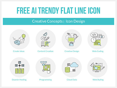 Free Vector Trendy Flat Line Icon coding concepts creation creative design flat free icon idea vector web