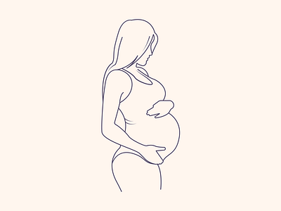 Line art pregnante mother