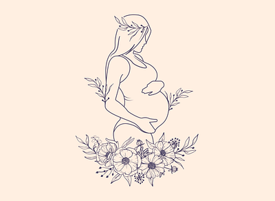 Line art pregnante mother design floral flower graphic design illustration line line art line art pregnante mother mother pregnante