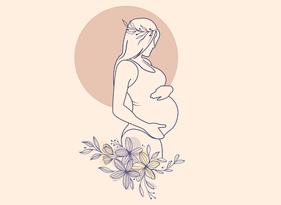 Line art pregnante mother design graphic design illustration line line art pregnante mother logo mother pregnante