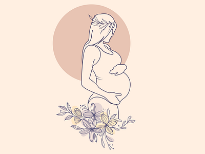 Line art pregnante mother