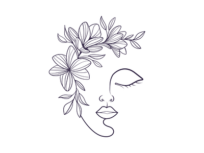 Line art woman face portrait