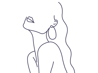 Line art portrait woman, minimal hand draw vector illustration line art