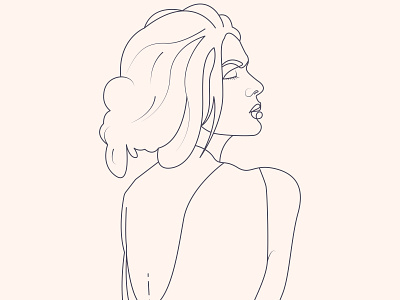 Line art portrait woman, minimal hand draw vector illustration