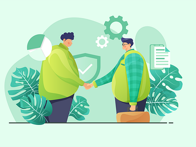 Flat business deal illustration