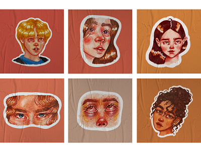 Stickers (Beiges) human face illustration stickers