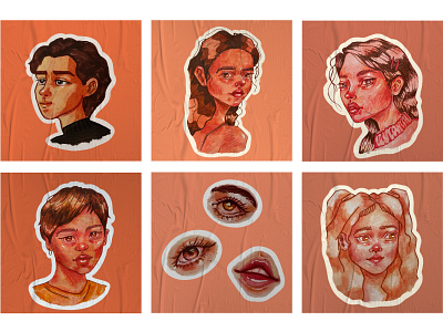 Stickers (Baige-Pink) human face illustration stickers