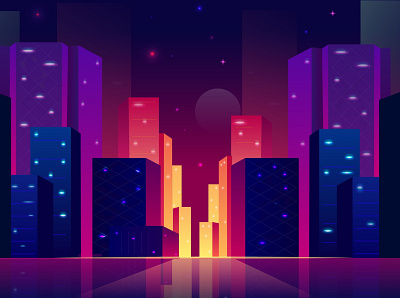 sunset city design illustration