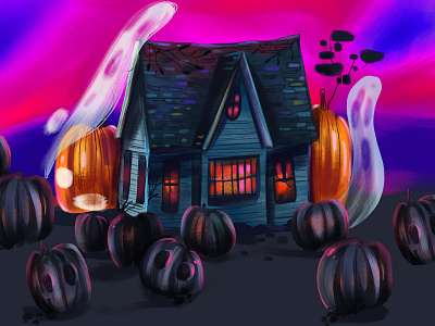 Haunted artmash ghost halloween haunted illustration procreate pumpkin sketch spooky