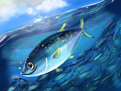 Aquaculture advocacy character editorial fish fishing illustration welfare