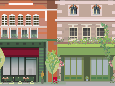 London project -detail I building bus cafe flat flower ivy london plant store street tree