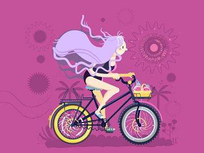 Stuck in Cycling anxiety bike character cycling invite mental summer vector vibes