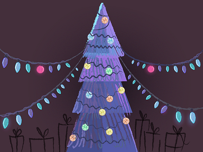 Happy Holidays - (Dribbble invites) gift invitation invite light tree xmas