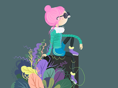 Overthinking brush character cool new plant vector vibes year