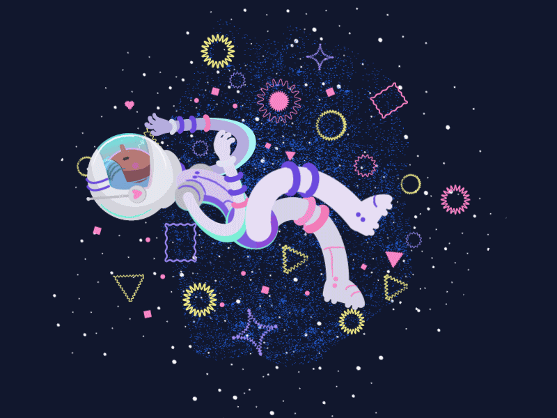Astrogal astronaut character galaxy milky way neon space star