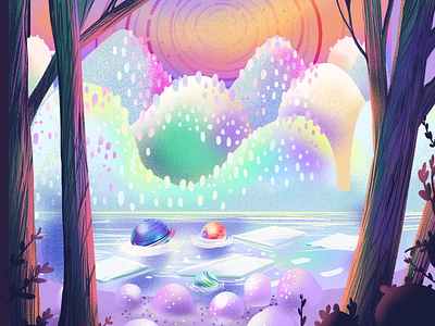 Planet showers candy cold envoirnment game illustration ipad land mountain nature tree winter