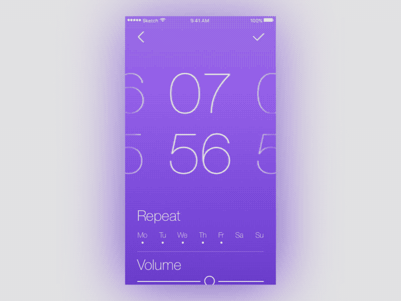 Alarm Clock alarm animation clock light mobile ui violet