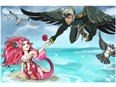 Night Raven and Songstress of the Sea anime character design design digital art game illustration videogames