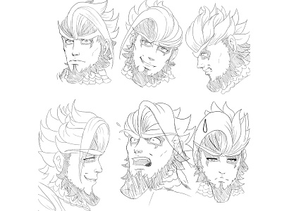 Icarus Expressions - Pencil version anime character design design digital art game illustration videogames