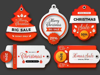 Realistic Christmas sale tag collection branding christmas banner christmas sale tag christmas sale tag collection design graphic design sale banner stickers templates