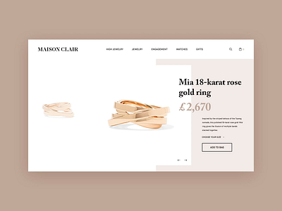 Maison Clair Jewelry Product Page With Video Preview animation concept design fashion interface jewelry jewelry store layout luxury motion motion animation product product page ui ux video video animation web web design