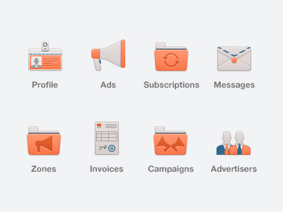 Advertising Icons ads advertisers advertising campaigns icon icons invoices messages profile subscriptions zones
