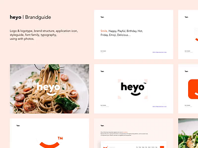 Heyo / Food Delivery App - Guideline app application book branding delivery design food guide hey icon logo smile style symbol