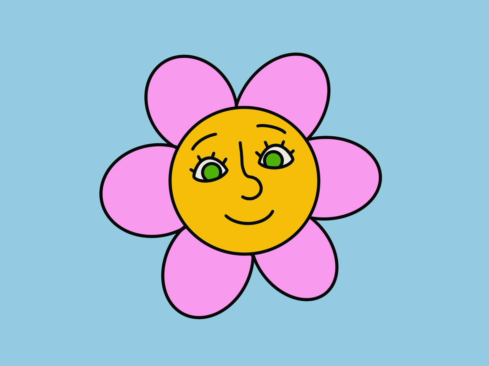 A Sneeze-Face Flower allergies animation childrens art colorful creative curious flower friendly happy homegoods illustration line art motion graphics playful sickday spring vibrant wellness whimsical
