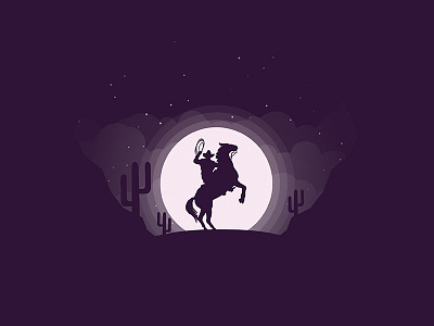 Cowboy animal cactus cowboy dark horse mexico moon moonlight purple texas vector