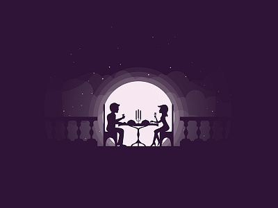 The Date couple date dating dinner love moon moonlight night pair