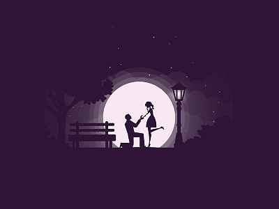 The Proposal couple date love moon moonlight night pair park propose ring