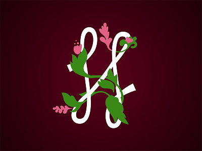 Hawaiian H 36days 36daysoftype design floral flower gradient h leaf shape type typography vector