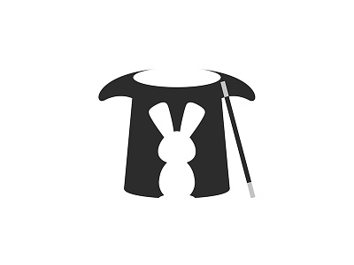 Magical M 36days bunny design flat hat letter m magic magician negativespace vector wand