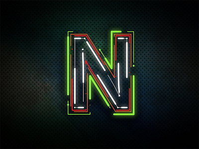 Neon N 36daysoftype design glow gradient letter line lineart n neon retro stroke vector