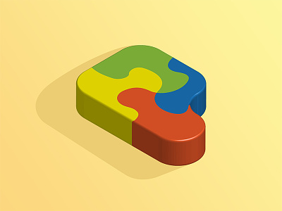 Puzzled P 36daysoftype 3d flat gradient isometric jigsaw letter p puzzle quiz shadow vector