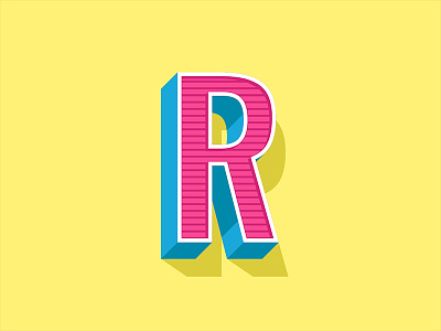 Retro R 36daysoftype 3d flat isometric letter old pattern r retro shadow typography vector