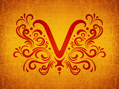 Vintage V 36daysoftype curve design floral gradient grunge letter old sepia v vector vintage