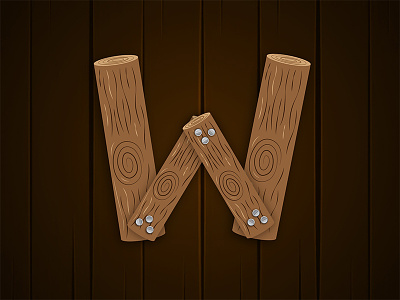 Wooden W 36daysoftype design flat gradient letter nature texture tree vector w wood wooden