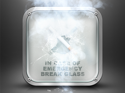 Break the glass app cigarette ico ios ios7 iphone mobile photoshop