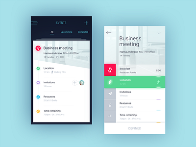 Event panels date event ios iphone location meeting menu resources time ui user ux