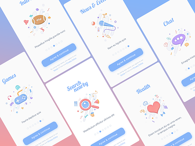 Onboarding Illustrations chat games health illustrations ios news onboarding search ui ux