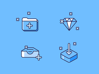 Set of icons add blue diamond flat folder ico icon icons illustration logo shiner ui upload vector website