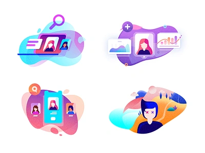 Social Illustrations cloud design fans flat ico icons illustration laptop location logo mini icons minimal multi color photoshop ranks search social stats ui vector