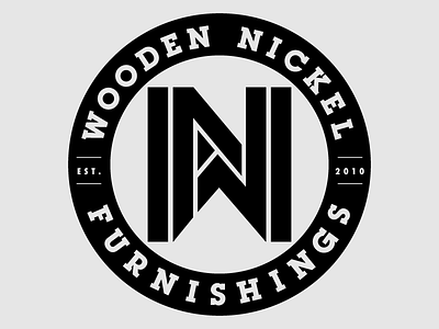 Wooden Nickel Furnishing Logo badge carpentry furniture iron brand letterforms wood woodworking