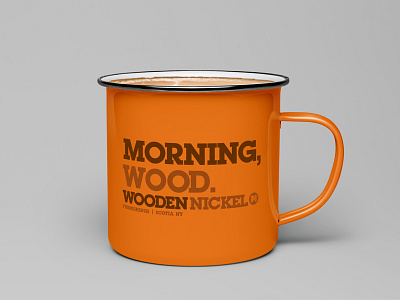 Wooden NIckel Mug branding coffee merch mug silly tchotchke wood