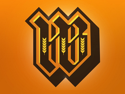 WHB monogram b blackletter branding h logo mark monogram w wheat