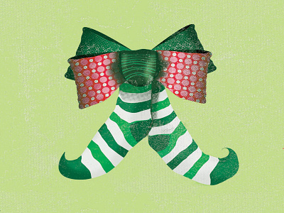 Xmas Sock Ribbon ho ho holiday illustration ribbon sock xmas