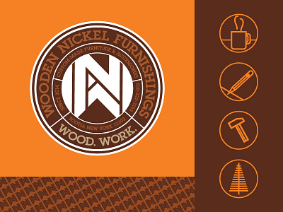 Wooden NIckel Elements badge circle icon monogram pattern
