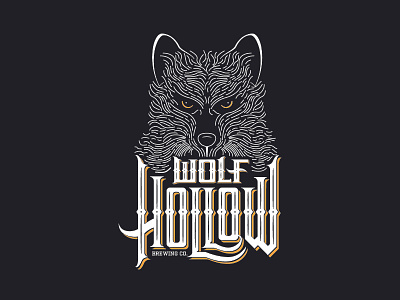 Wolf Hollow Primary Logo beer brewery brewing hand lettering logo logomark wolf