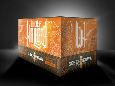 Wolf Hollow Box (mockup) beer brewery brewing hand lettering logo wolf wordmark